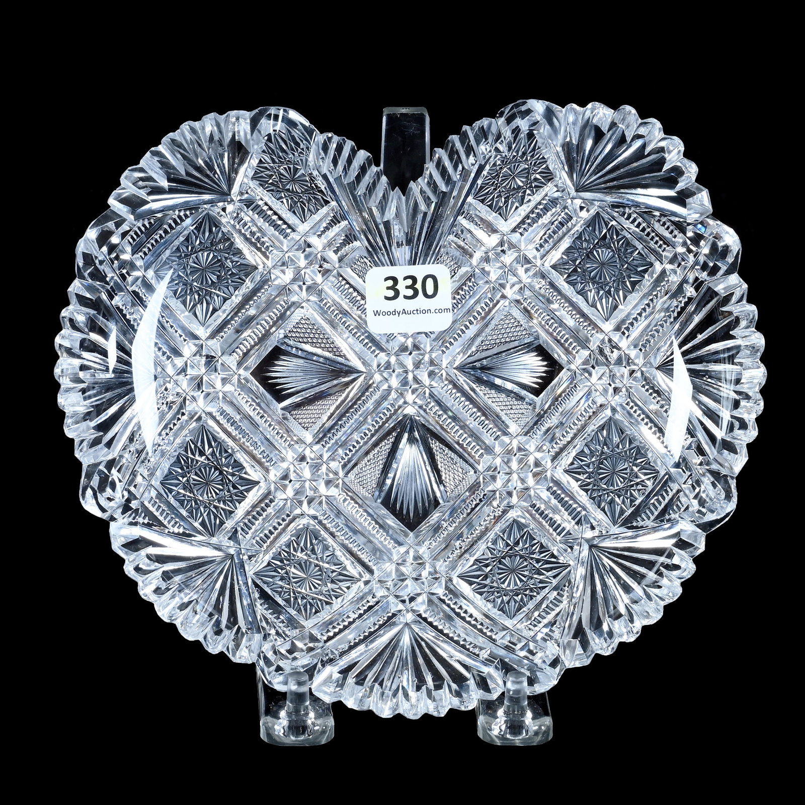 Heart Shaped Plate, American Brilliant Cut Glass, Maltese Cross Pattern By Hawkes (1 of 3)