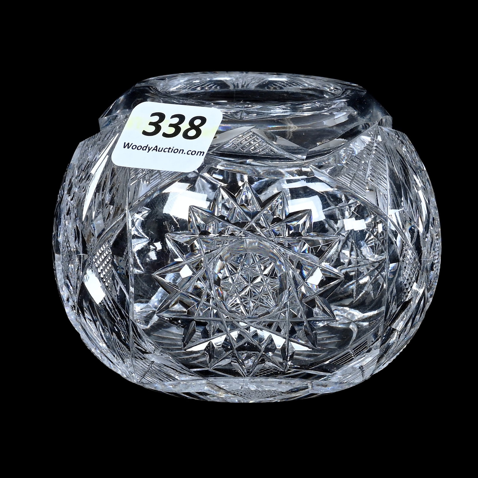 Rose Bowl, American Brilliant Cut Glass, Premier Pattern By Bergen: Rose Bowl, American Brilliant Cut Glass, Premier Pattern By Bergen, 2.75 x 3.25 x 3.25 Inches, Ray Cut Base, 0.6 Pounds, Mitchell Caughman Collection, Colorado. Effective 6/6/26, All LiveAuctioneers I