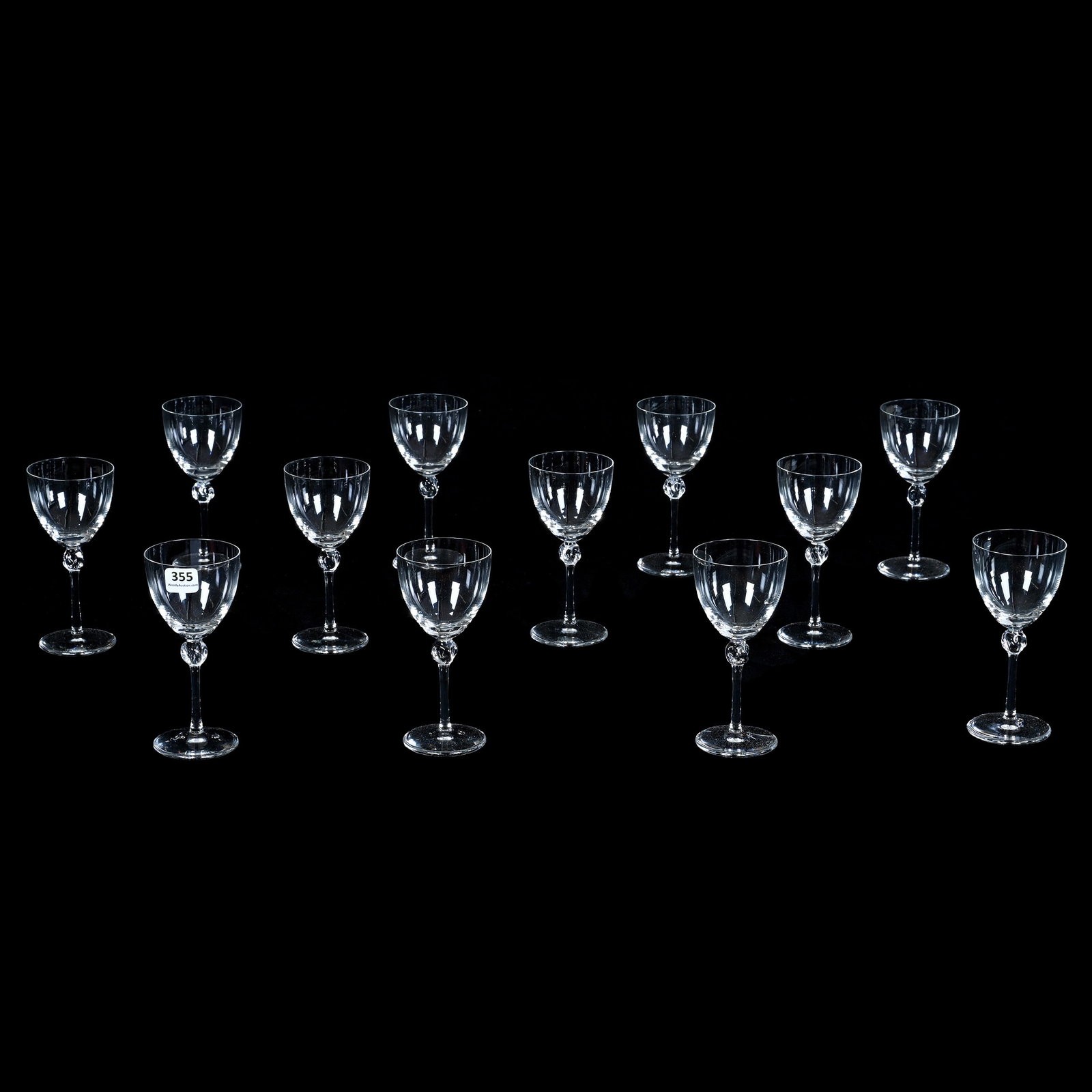 (12) Wine Stems, Clear Crystal Art Glass, Signed Daum France (1 of 5)