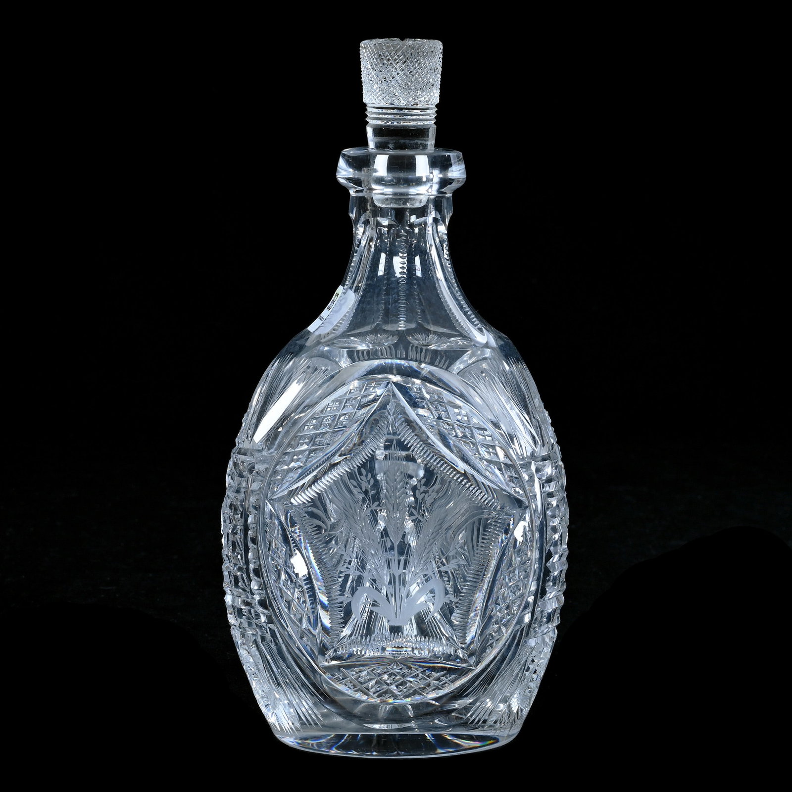 Three-Sided Whiskey Decanter, American Brilliant Cut Glass, Attributed To W.C. Anderson (1 of 5)