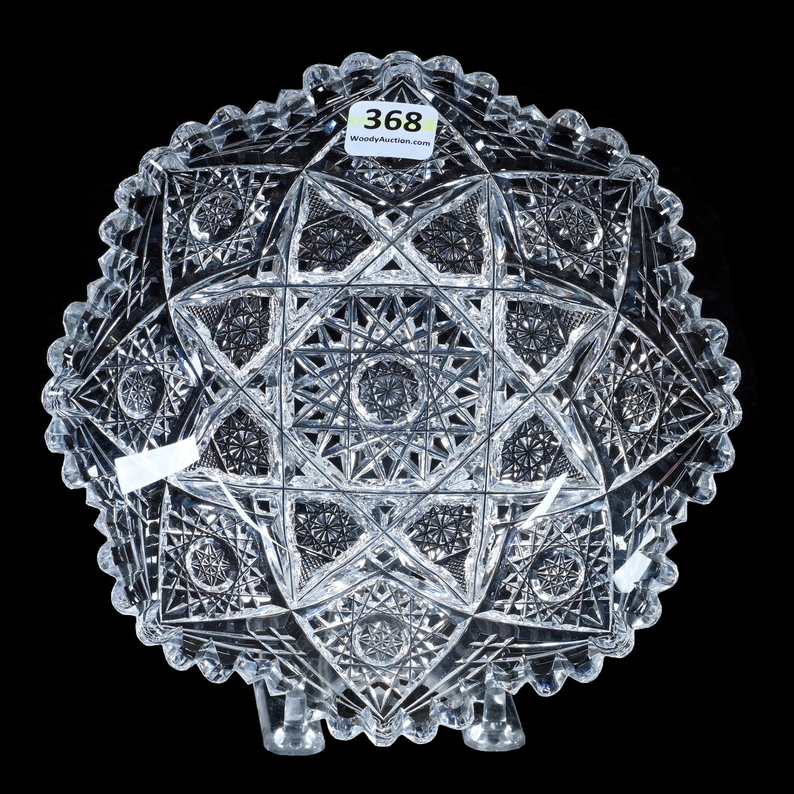 Plate, American Brilliant Cut Glass: Plate, American Brilliant Cut Glass, 7 x 7 x 1.25 Inches, Hobstar, Crosscutting, And Miter Motif, 1.3 Pounds, Mitchell Caughman Collection, Colorado. Effective 6/6/26, All LiveAuctioneers Invoices Mus