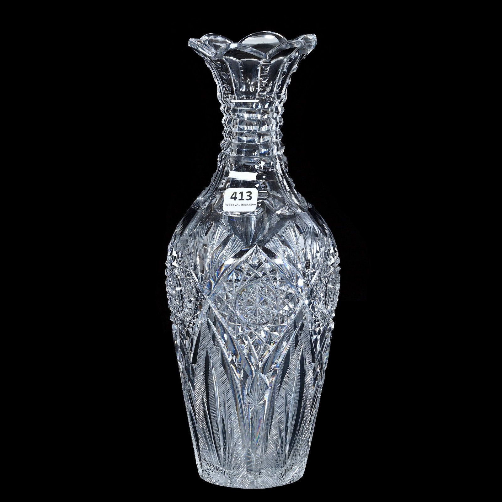 Vase, American Brilliant Cut Glass, Signed Egginton, Marquise Pattern (1 of 3)