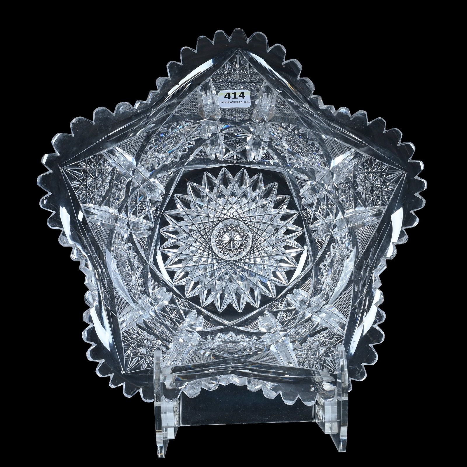 Flared Bowl, American Brilliant Cut Glass, Signed Clark, Genoa Pattern (1 of 4)
