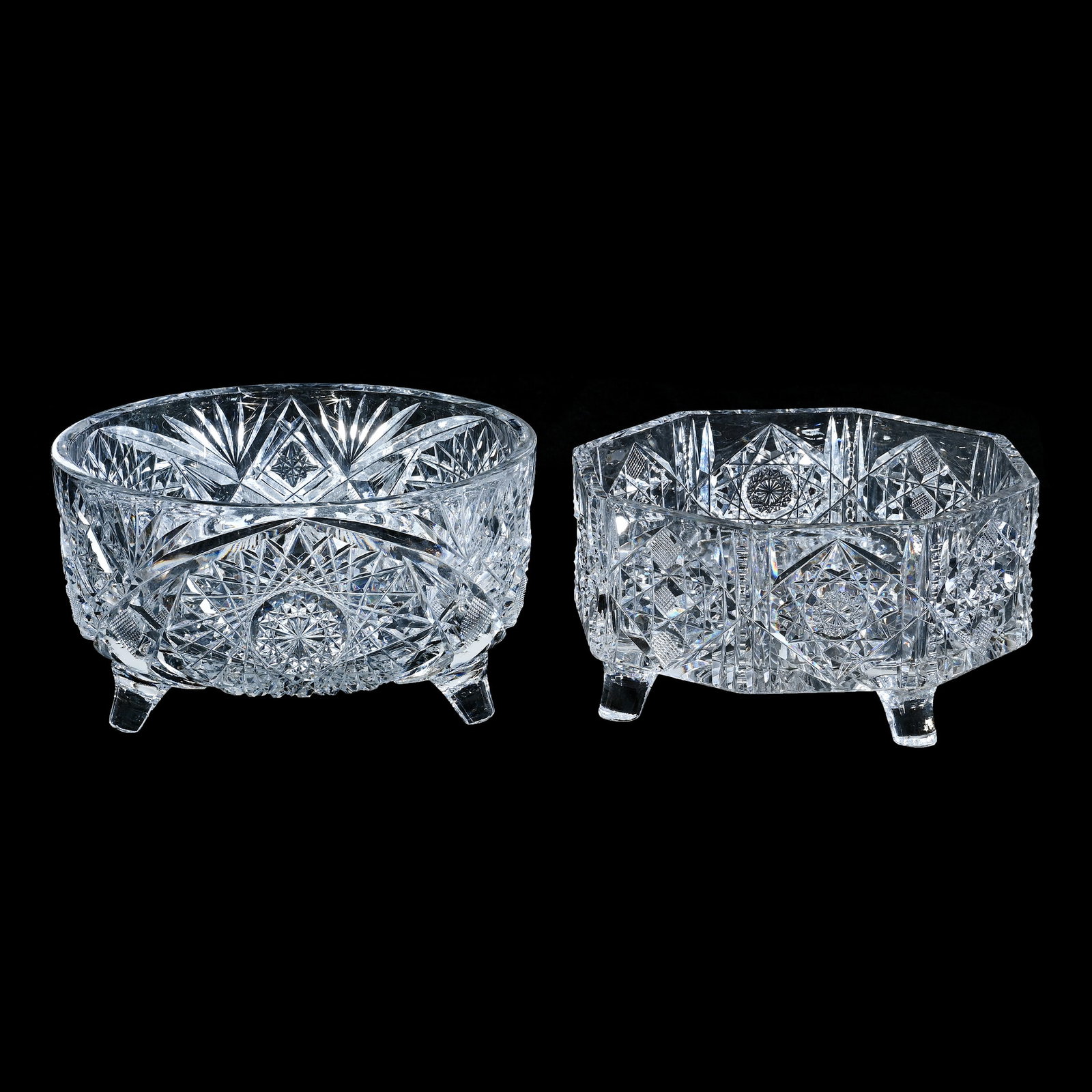 (2) Footed Fern Holders, American Brilliant Cut Glass (1 of 3)