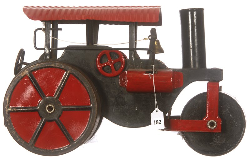 12" X 19" TIN TOY STEAM ROLLER: 12" X 19" TIN TOY STEAM ROLLER NO VISIBLE MAKER'S MARK - CIRCA 1930'S