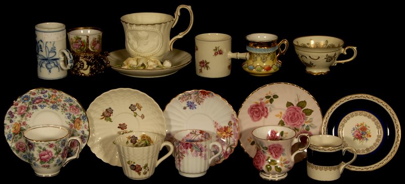 (6) CUPS AND SAUCERS PLUS (5) ADDITIONAL CUPS: (6) CUPS AND SAUCERS PLUS (5) ADDITIONAL CUPS STAFFORDSHIRE - SPODE - AND MORE