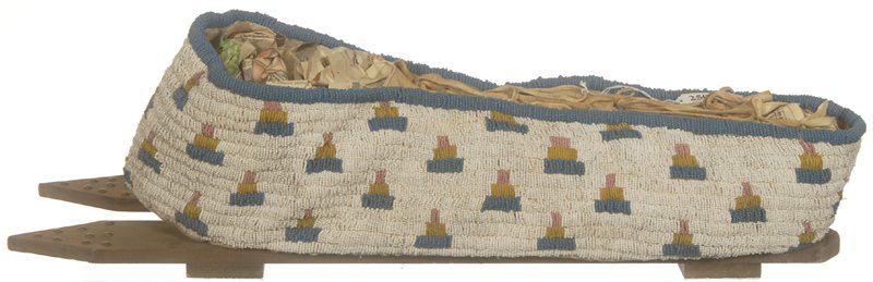 ORIGINAL 24" BEADED INDIAN CRADLE BOARD: ORIGINAL 24" BEADED INDIAN CRADLE BOARD SUPPLE LEATHER - VERY GOOD CONDITION