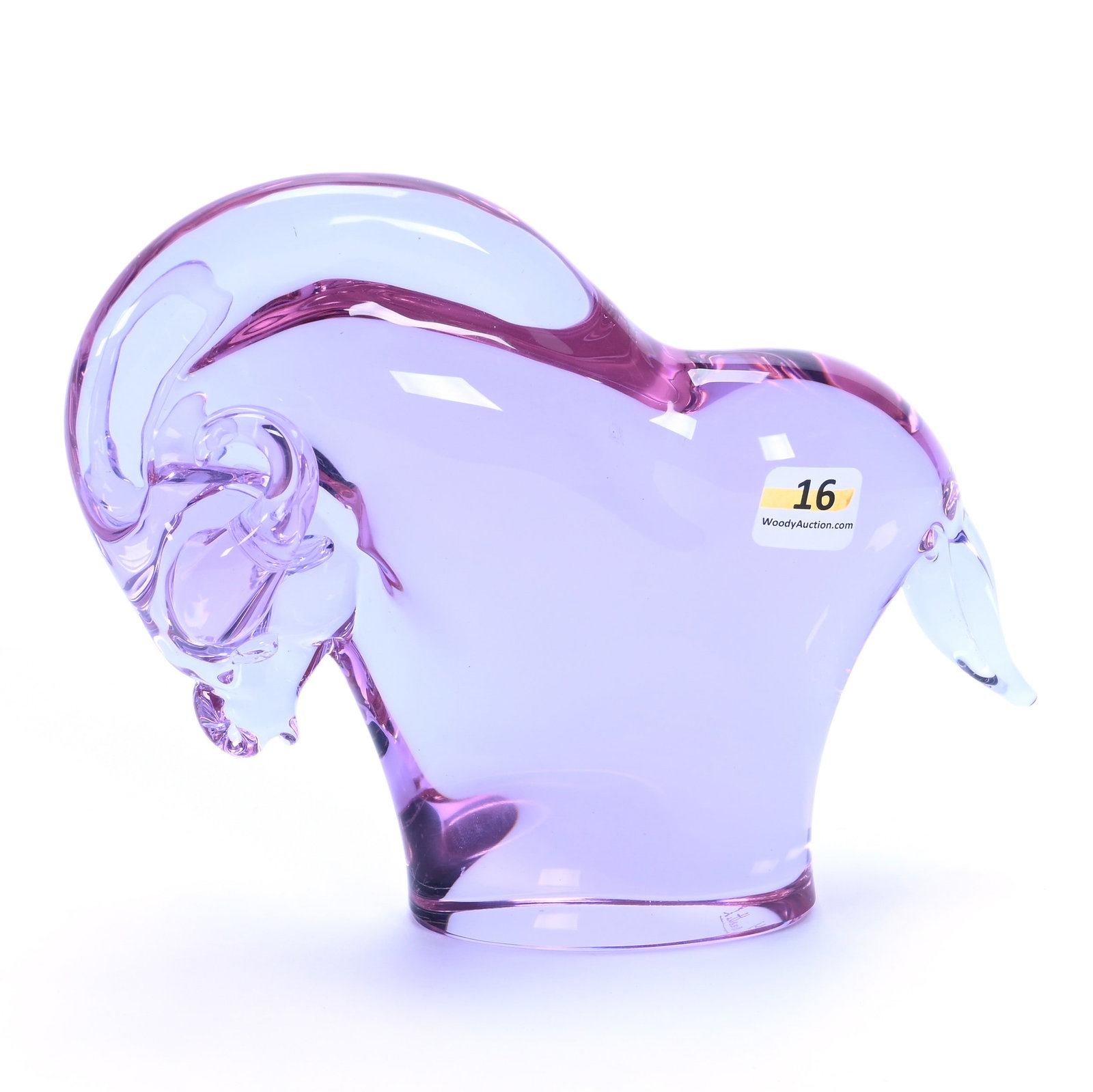 Figurine, Italian Neodymium Art Glass Signed Zanetti: Figurine, Italian Neodymium Art Glass Signed Zanetti, 6.5 x 7.5 x 3.5 Inches, Circa 1960s, 3.6 Pounds, Cliff And Myra Bilbo Collection, TN, Effective 6/6/26, All LiveAuctioneers Invoices Must Be Paid 