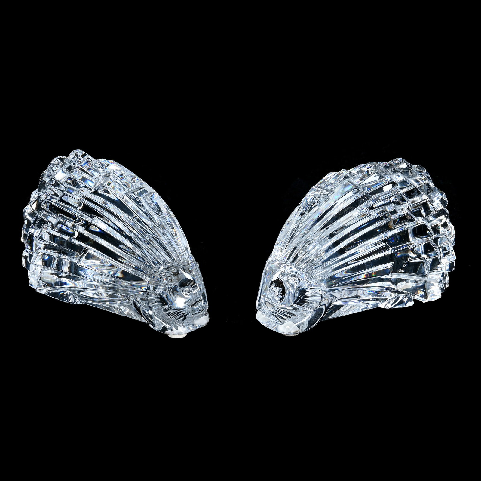 Pair Figurines, Signed Baccarat Clear Crystal "Porcupines": Pair Figurines, Signed Baccarat Clear Crystal "Porcupines", 3 x 5.25 x 2.25 Inches, , 3.8 Pounds, Cliff And Myra Bilbo Collection, TN, Effective 6/6/26, All LiveAuctioneers Invoices Must Be Paid