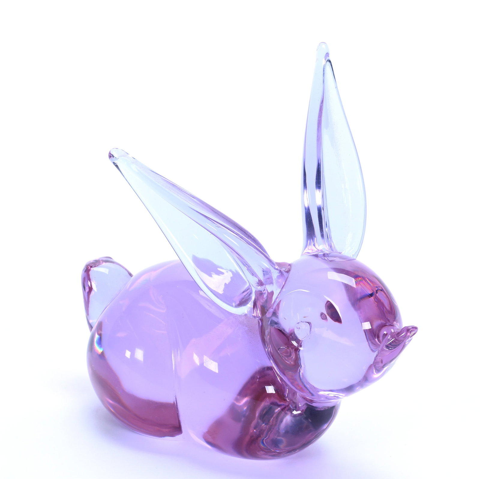 Figurine, Italian Neodymium Art Glass Rabbit, Signed Zanetti: Figurine, Italian Neodymium Art Glass Rabbit, Signed Zanetti, 5.5 x 6 x 3.25 Inches, , 2 Pounds, Cliff And Myra Bilbo Collection, TN, Effective 6/6/26, All LiveAuctioneers Invoices Must Be Paid Using 