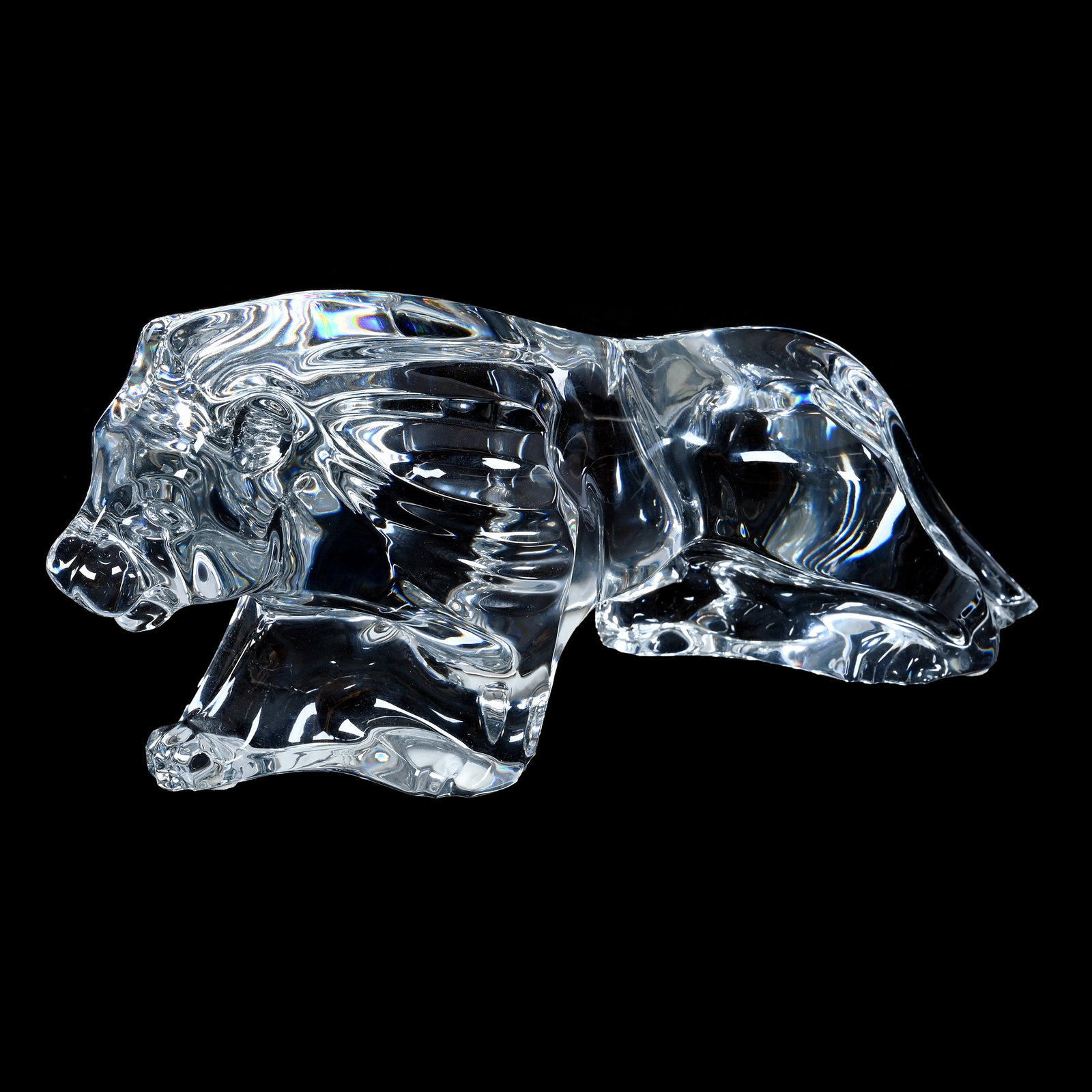 Figurine, Signed Baccarat, Clear Crystal Lion: Figurine, Signed Baccarat, Clear Crystal Lion, 4.5 x 10.5 x 3 Inches, , 4.6 Pounds, Cliff And Myra Bilbo Collection, TN, Effective 6/6/26, All LiveAuctioneers Invoices Must Be Paid Using the PAY NOW /