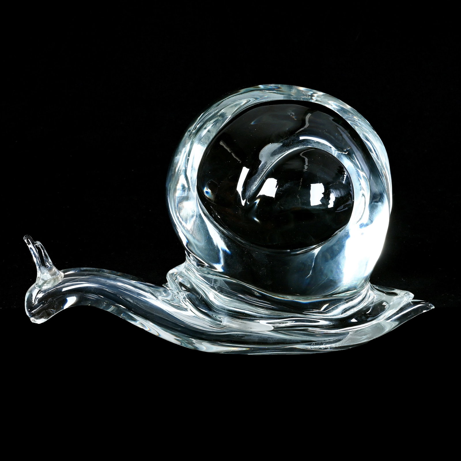 Figurine, Signed Pino Signoretto, Clear Italian Murano Art Glass Snail (1 of 4)