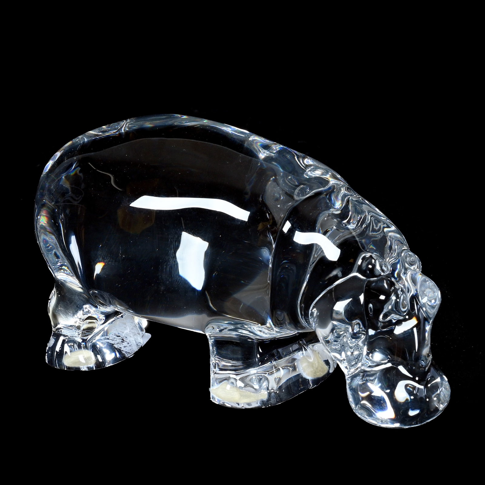 Figurine, Signed Baccarat, Clear Crystal Hippopotamus: Figurine, Signed Baccarat, Clear Crystal Hippopotamus, 3 x 6 x 2.25 Inches, , 2.1 Pounds, Cliff And Myra Bilbo Collection, TN, Effective 6/6/26, All LiveAuctioneers Invoices Must Be Paid Using the PAY