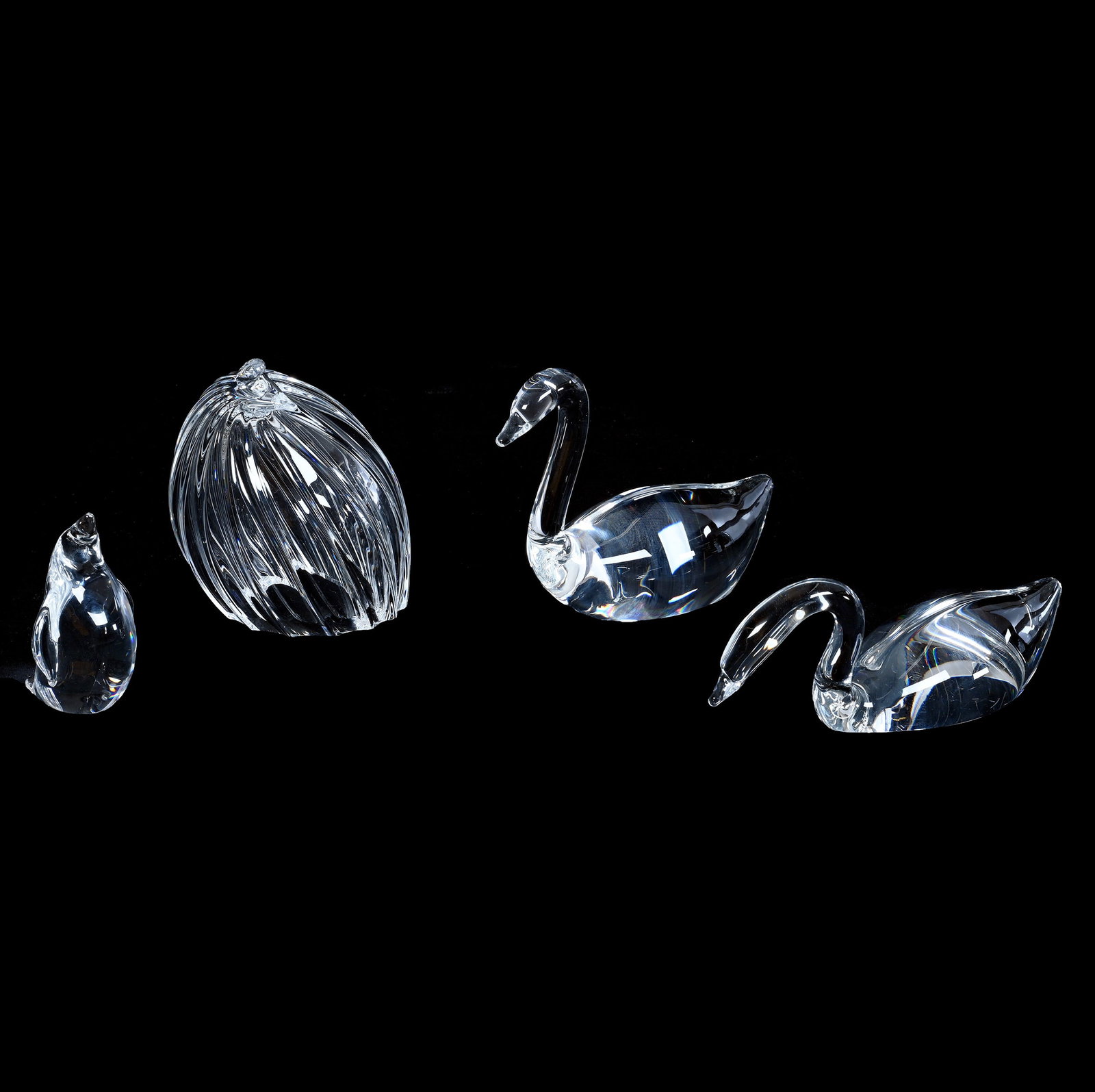 (4) Figurines, Signed Steuben, Clear Crystal Art Glass (1 of 4)