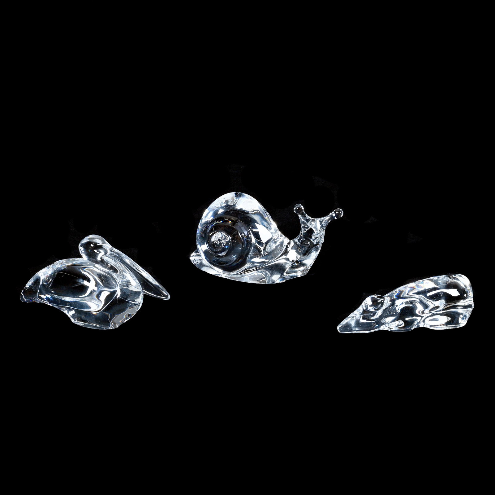 (3) Figurines, Signed Baccarat, Clear Crystal Art Glass (1 of 5)