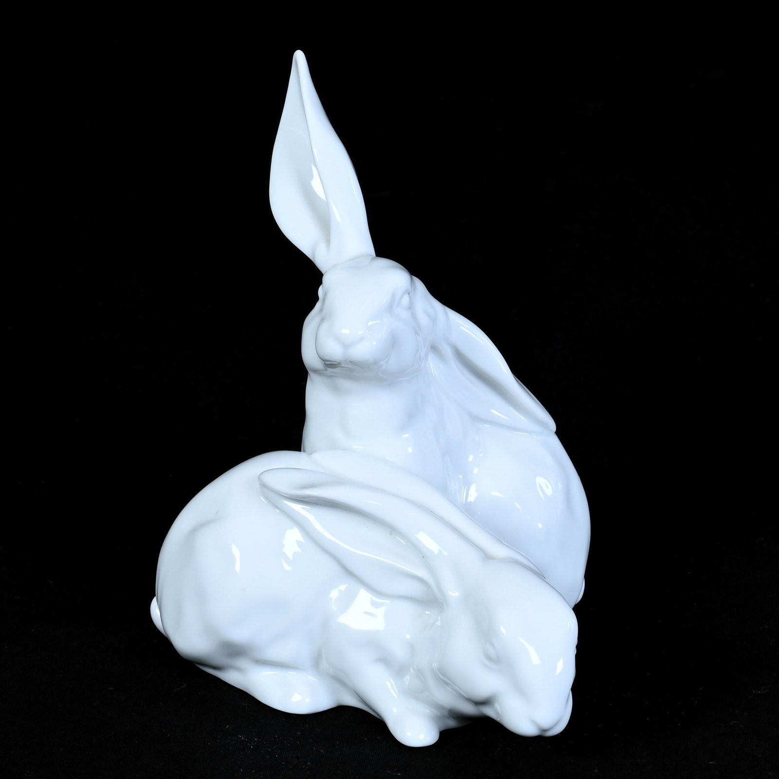 Figural Group, Marked Herend #5261, White Rabbits: Figural Group, Marked Herend #5261, White Rabbits, 5.25 x 4.5 x 4.5 Inches, , 0.6 Pounds, Cliff And Myra Bilbo Collection, TN, Effective 6/6/26, All LiveAuctioneers Invoices Must Be Paid Using the PAY