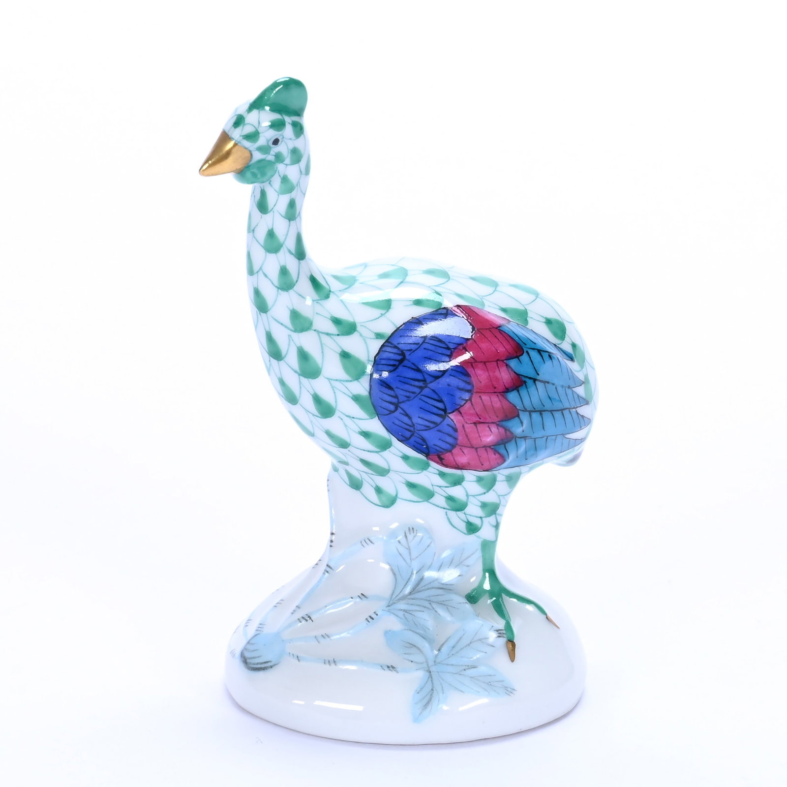 Figurine, Marked Herend Guinea Fowl Green "Fishnet" Pattern (1 of 3)