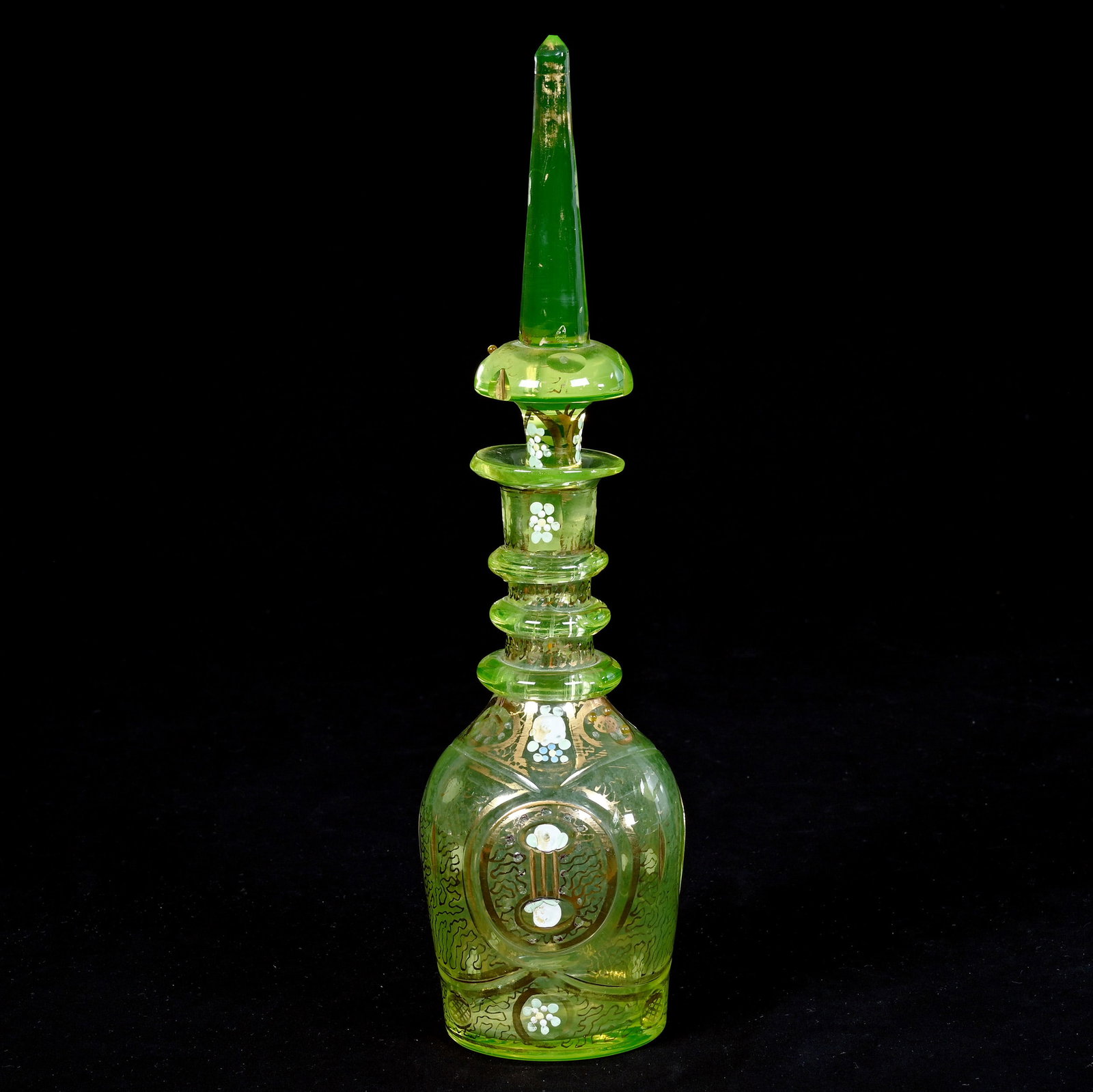 Decanter, 19th Century Bohemian Vaseline Art Glass (1 of 4)