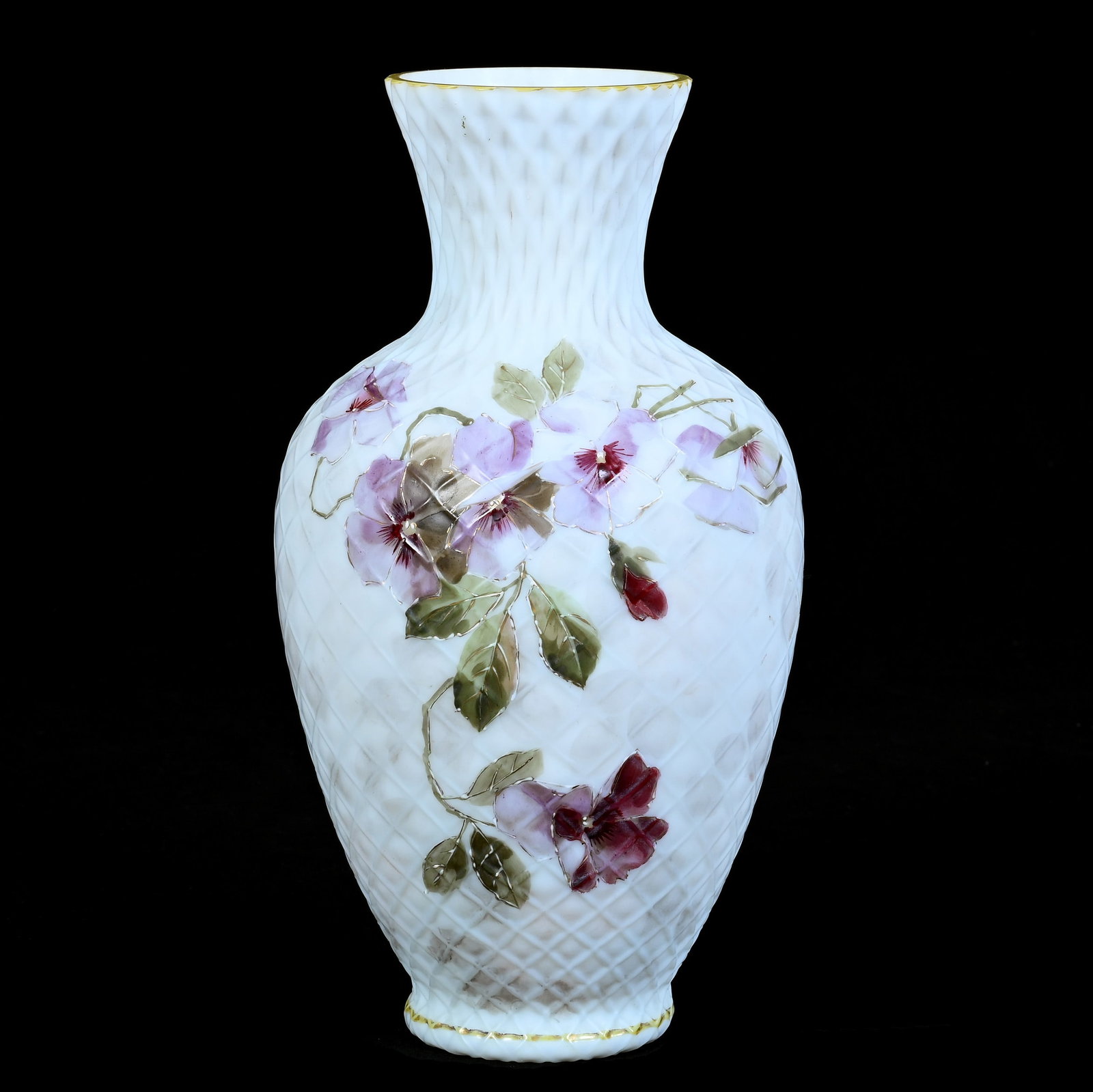 Vase, White Satin Cut Velvet Art Glass (1 of 3)