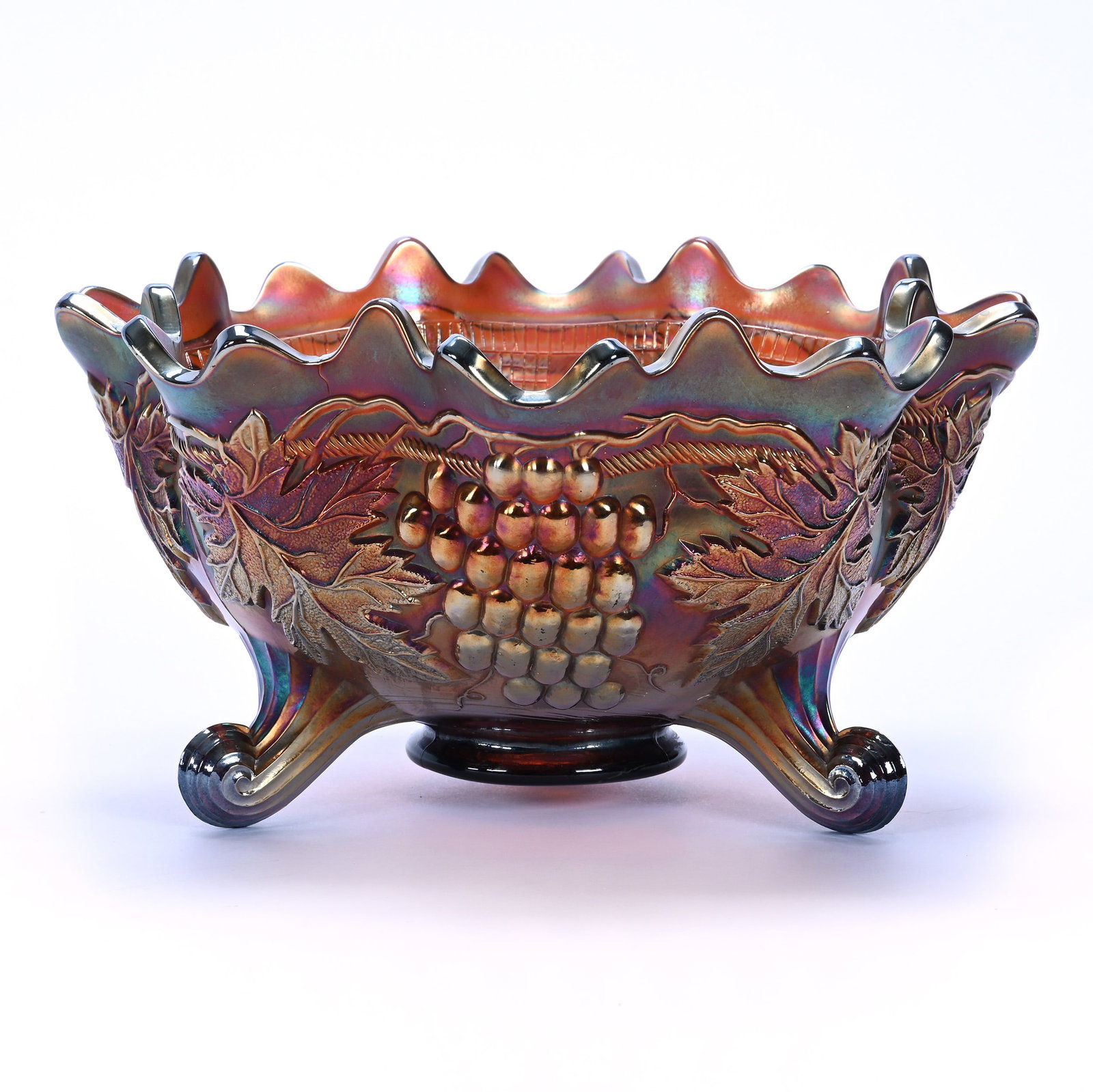 Fruit Bowl, Carnival Glass Grape And Cable Pattern By Fenton (1 of 3)