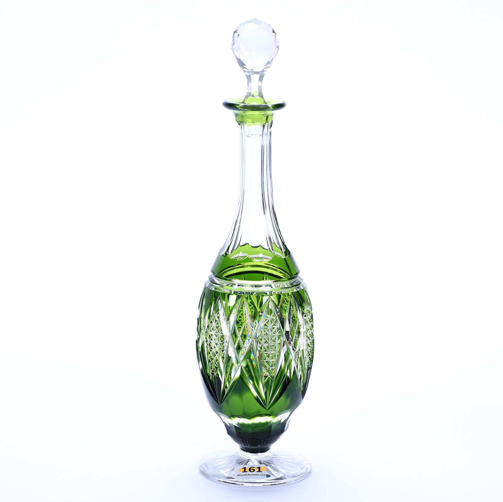 Decanter, Brilliant Period Cut Glass, Green Cut To Clear, Ferber Pattern By Val St. Lambert (1 of 3)