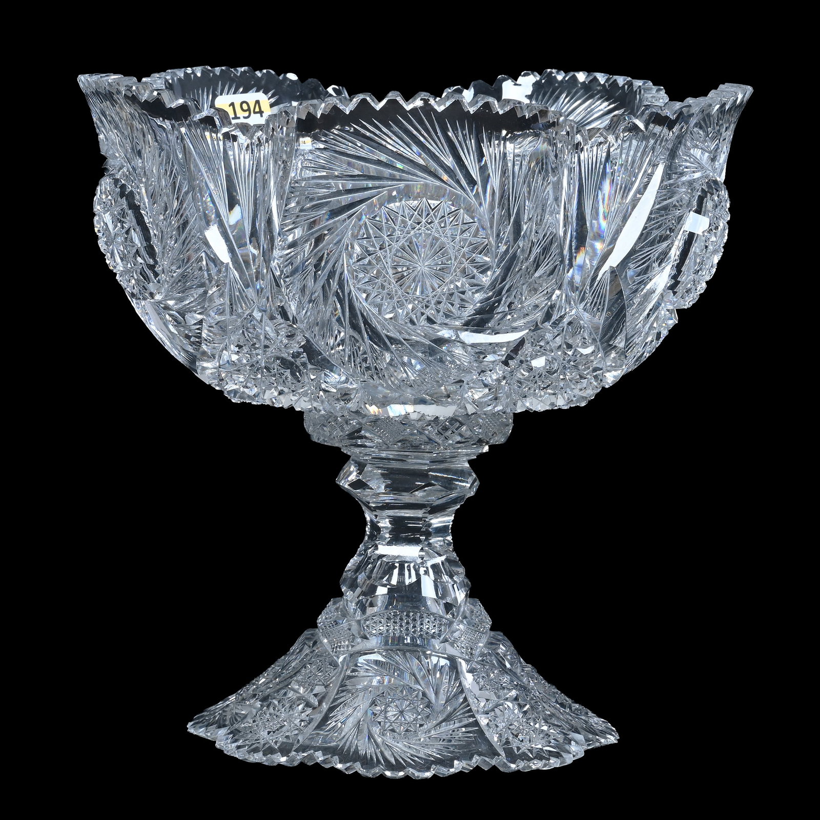 Blown Mold Two Part Punch Bowl, American Brilliant Cut Glass (1 of 6)