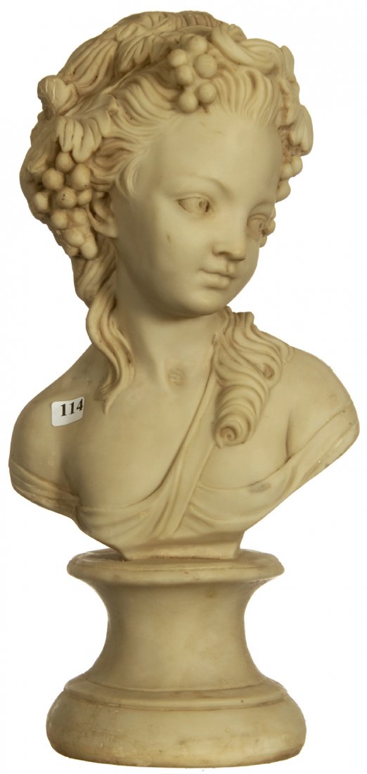 17" FRENCH PARIAN BUST OF YOUNG GIRL: 17" FRENCH PARIAN BUST OF YOUNG GIRL ARTIST LOUIS BEATUX - UNKNOWN MATERIAL