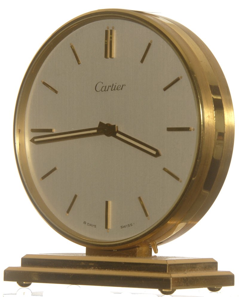 4 1/2" CARTIER EIGHT DAY SWISS DESK CLOCK: 4 1/2" CARTIER EIGHT DAY SWISS DESK CLOCK 3 1/2" DOUBLE SIDED FACE