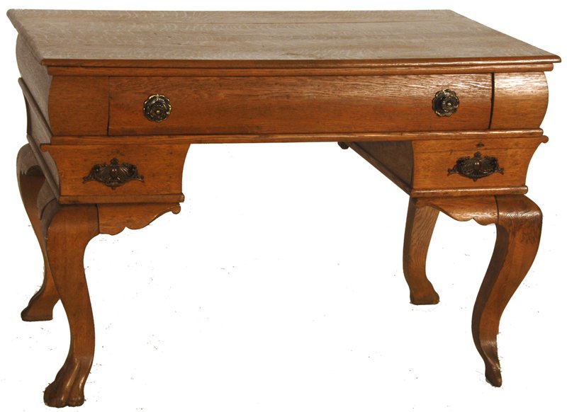 30" X 44" OAK OFFICE DESK : 30" X 44" OAK OFFICE DESK THREE WOODEN DRAWERS