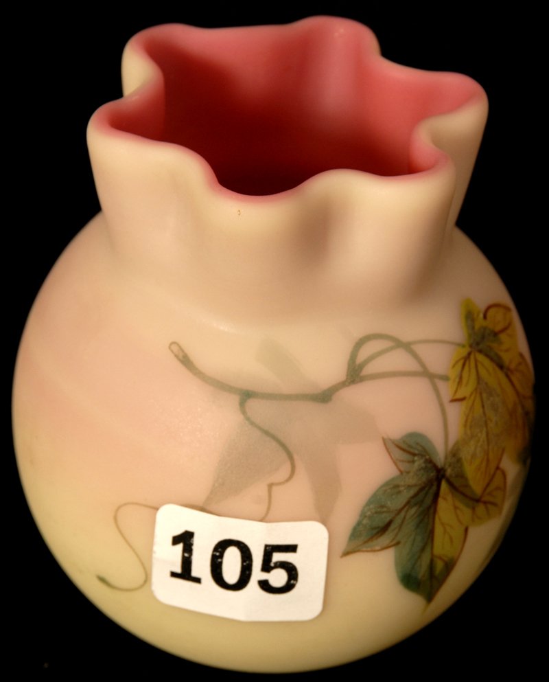 3" DECORATED WEBB BURMESE BALL SHAPED TOOTHPICK HOLDER: LEAF AND VINE DECOR