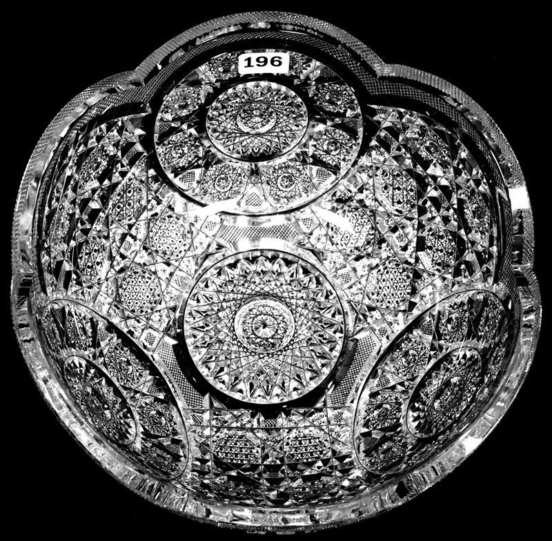 4" X 9" AMERICAN BRILLIANT CUT GLASS BOWL: 4" X 9" AMERICAN BRILLIANT CUT GLASS BOWL BELLEVUE PATTERN BY TAYLOR BROTHERS - EXCELLENT QUALITY