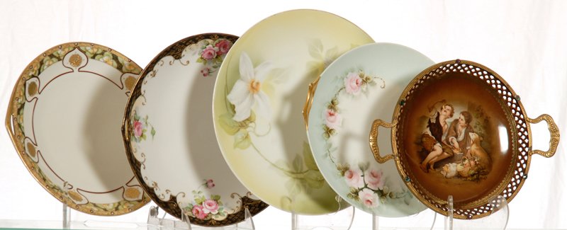 (5) PORCELAIN PLATES: (5) PORCELAIN PLATES (2) FLORAL NIPPON - R.S. TILLOWITZ - (2) BAVARIA