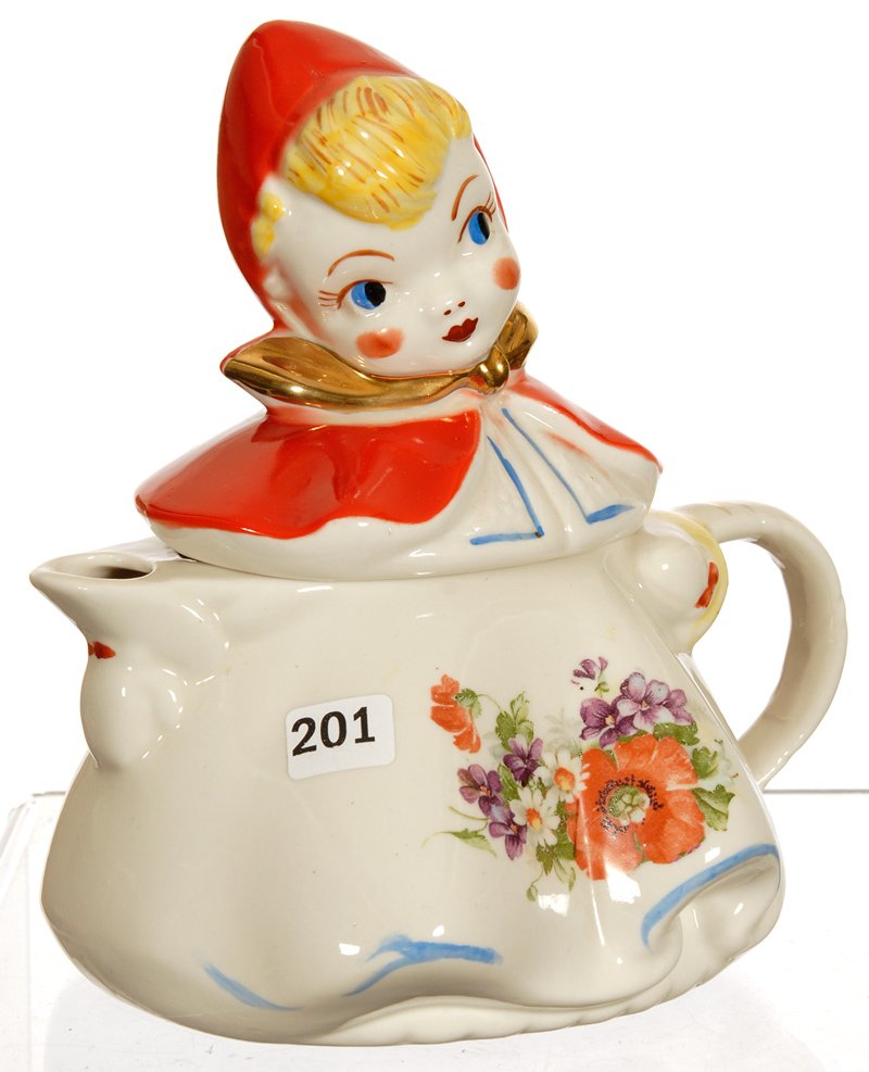 8" HULL POTTERY FIGURAL LITTLE RED RIDING HOOD TEA POT: 8" HULL POTTERY FIGURAL LITTLE RED RIDING HOOD TEA POT 8" HULL POTTERY FIGURAL LITTLE RED RIDING HOOD TEA POT