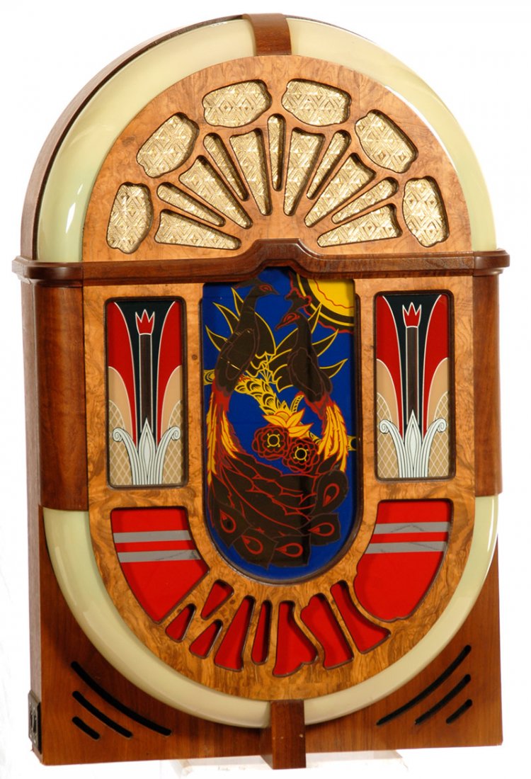 38" X 25" REPRODUCTION WURLITZER STAND ALONE SPEAKER: 38" X 25" REPRODUCTION WURLITZER STAND ALONE SPEAKER PEACOCK SCENIC DESIGN