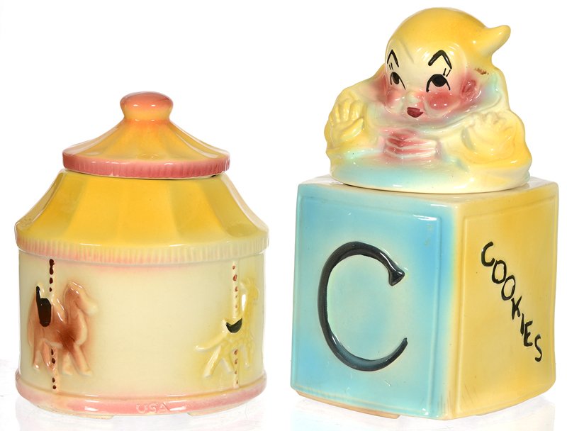 BOX LOT: BOX LOT (1) 9" CAROUSEL COOKIE JAR, UNMARKED - (1) JACK IN BOX COOKIE JAR
