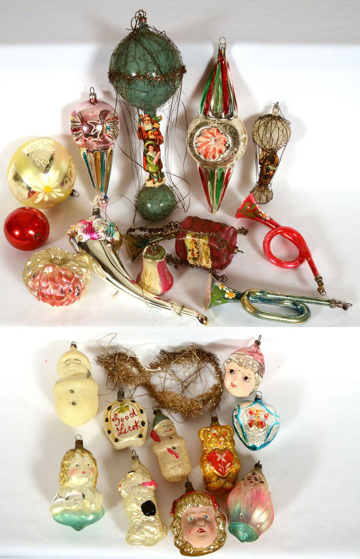 (22) VINTAGE BLOWN GLASS CHRISTMAS TREE ORNAMENTS