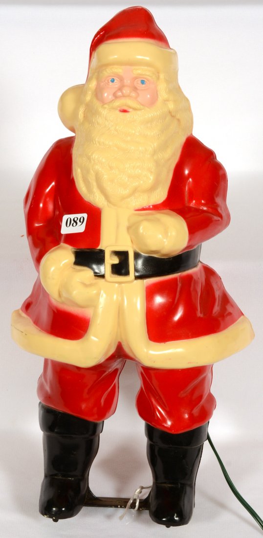 16" EARLY MOLDED PLASTIC LIGHTED SANTA CLAUS FIGURE: 16" EARLY MOLDED PLASTIC LIGHTED SANTA CLAUS FIGURE NORMAL EXPECTED WEAR