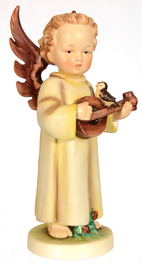 10 1/2" HUMMEL FIGURINE: 10 1/2" HUMMEL FIGURINE FESTIVAL HARMONY MANDOLIN PLAYER - TMK. #3 SMALL STYLIZED BEE