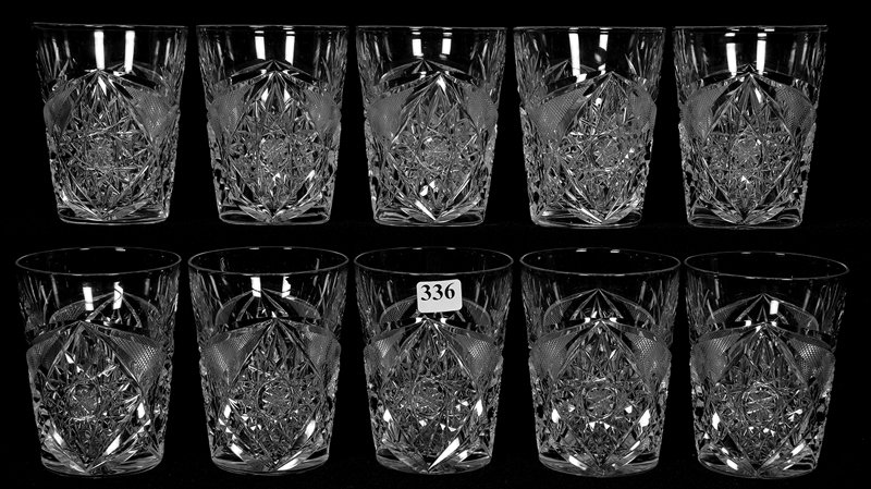 (10) TUMBLERS - 4 1/4" - SIGNED LIBBEY CORINTHIAN: (10) TUMBLERS - 4 1/4" - SIGNED LIBBEY CORINTHIAN PATTERN