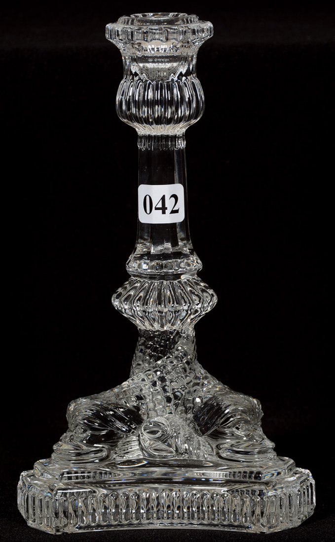 8 1/4" SIGNED TIFFANY & COMPANY FIGURAL DOLPHIN: 8 1/4" SIGNED TIFFANY & COMPANY FIGURAL DOLPHIN CANDLESTICK HOLDER CLEAR GLASS