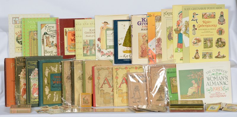 BOOKS & CARDS & "ALMANACKS" ILLUSTRATED AND/OR WRITTEN: BOOKS & CARDS & "ALMANACKS" ILLUSTRATED AND/OR WRITTEN BY KATE GREENAWAY - K.G. BIRTHDAY BOOK (re-issue 1900) - (5) ALMANACKS (1883, 1886, 1888, 1892, 1895) - (2) ROYAL PROGRESS OF KING PEPITO (note i