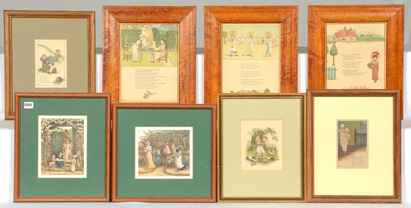 (8) FRAMED KATE GREENAWAY SCENES - AGE UNKNOWN: (8) FRAMED KATE GREENAWAY SCENES - AGE UNKNOWN