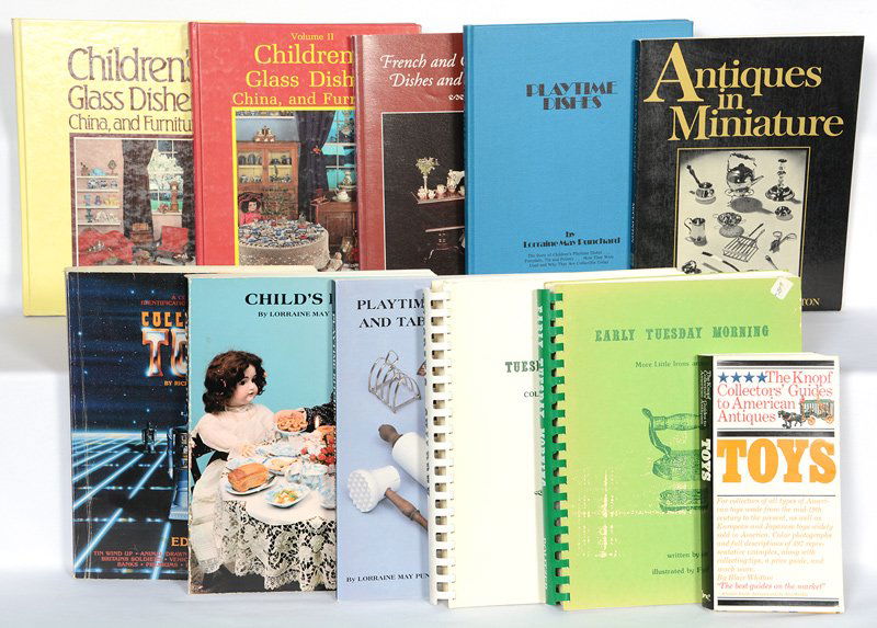 (11) BOOKS ABOUT CHILDREN'S DISHES & OTHER ITEMS: (11) BOOKS ABOUT CHILDREN'S DISHES & OTHER ITEMS KNOPF COLLECTORS' GUIDES TO AMERICAN ANTIQUES, TOYS - COLLECTING TOYS BY RICHARD O'BRIEN - CHILDREN'S GLASS DISHES, CHINA & FURNITURE, VOL. I & II, BY
