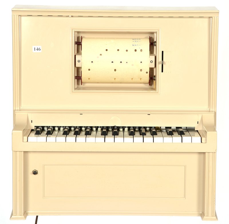 ELECTRIC "PIANO LODEAN" PLAYER PIANO IN WORKING: ELECTRIC "PIANO LODEAN" PLAYER PIANO IN WORKING CONDITION & (14) ROLLS CHILD SIZE - FULLY AUTOMATED PLAYER