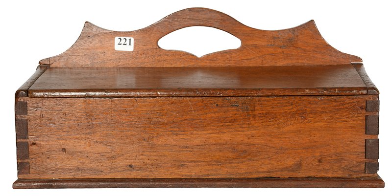 7 1/2" X 15" X 10" OAK TOOL CADDY WITH (2) HINGED LID: 7 1/2" X 15" X 10" OAK TOOL CADDY WITH (2) HINGED LID DOVETAIL JOINTS