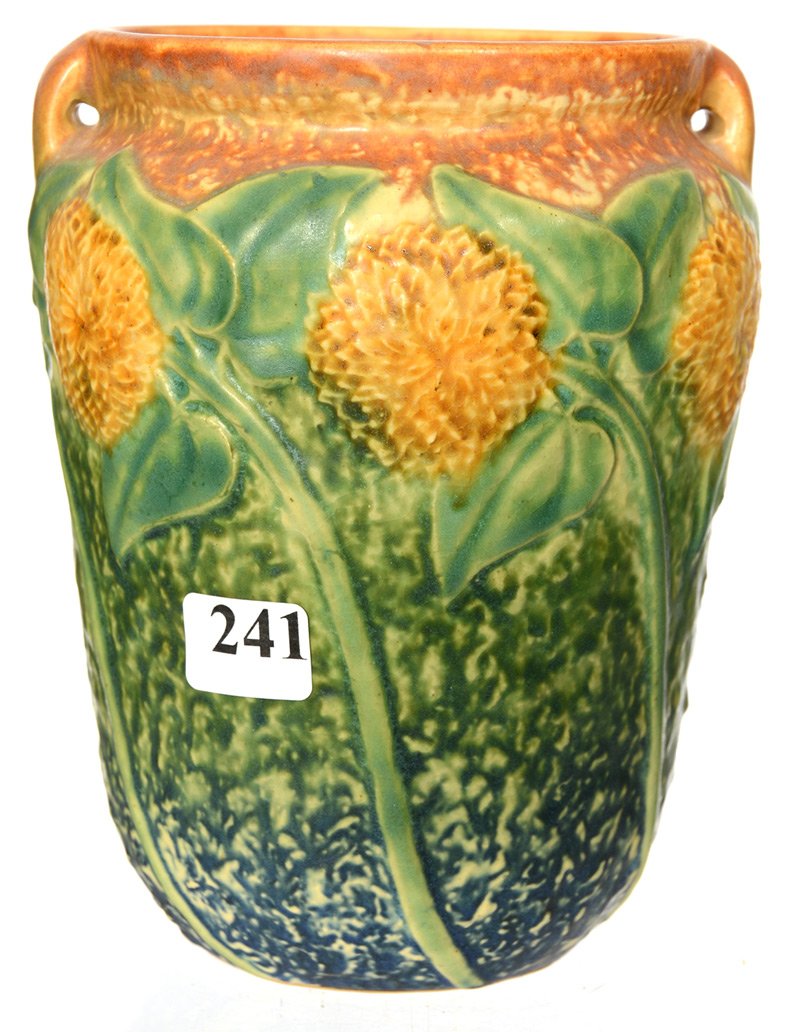 UNMARKED ROSEVILLE POTTERY TWO HANDLED VASE, SHAPE