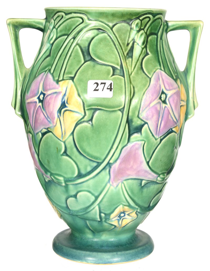 UNMARKED ROSEVILLE POTTERY TWO HANDLED VASE, SHAPE Feb 07, 2015