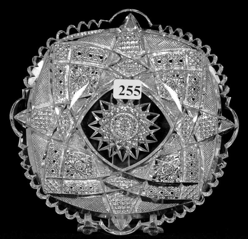 PLATE - 7": PLATE - 7" HOBSTAR CENTER WITH STRAWBERRY DIAMOND, CROSSHATCH, CANE AND RUSSIAN MOTIF - SUPER QUALITY BLANK - UNKNOWN PATTERN