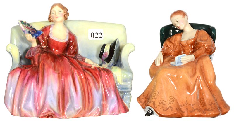 (2) ROYAL DOULTON FIGURINES: (2) ROYAL DOULTON FIGURINES (1) 5 1/2" X 7 1/4" SWEET & TWENTY HN#1298 - (1) 5 1/4" X 5" ROMANCE HN#2430