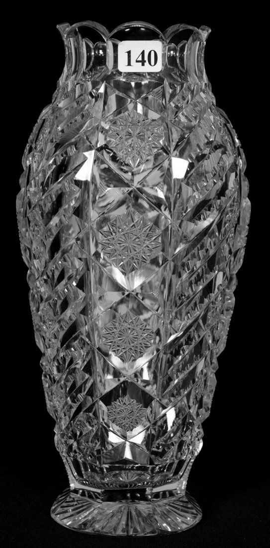 VASE - 10 1/4" X 4 1/2" - SIGNED LIBBEY PATTERN #6: VASE - 10 1/4" X 4 1/2" - SIGNED LIBBEY PATTERN #6 QUALITY BLANK - THICK CUTTING - EXTRA NICE